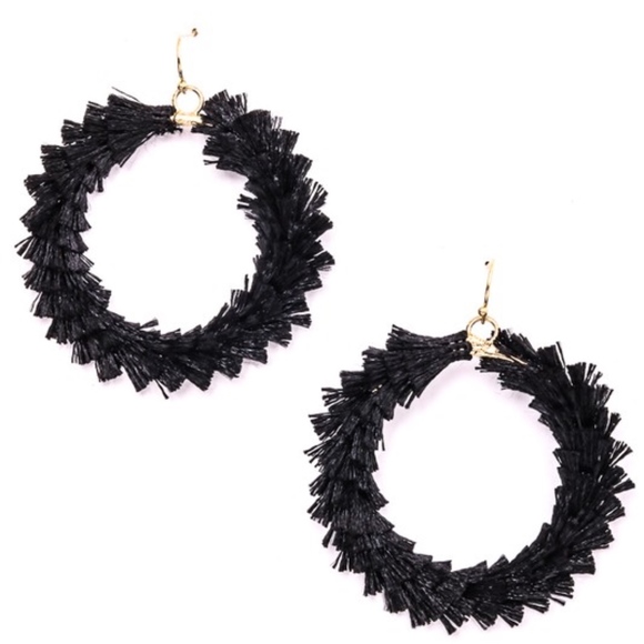 Brass Key Btq Jewelry - 5/$25 Tassel Hoop Earrings in Black